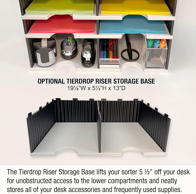 Ultimate Office TierDrop Desktop Organizer Sorter, 6 Compartment, 2-Wide | Sorts documents, mail, literature; optional add-on tiers expand capacity anytime; no-tool assembly; gray w/ black - Image 4