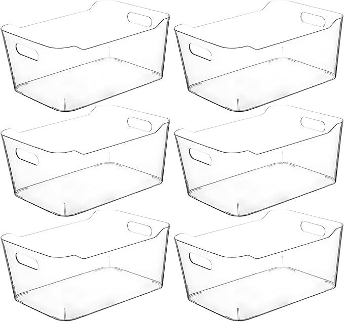 Clear Extra Large Plastic Storage Bins, Pantry Organizers and Storage Containers Fridge Organizer Bins for Organizing Home, Kitchen Organization. Bathroom, Refrigerator, Freezer, Laundry Room by CONTROLKITCHEN