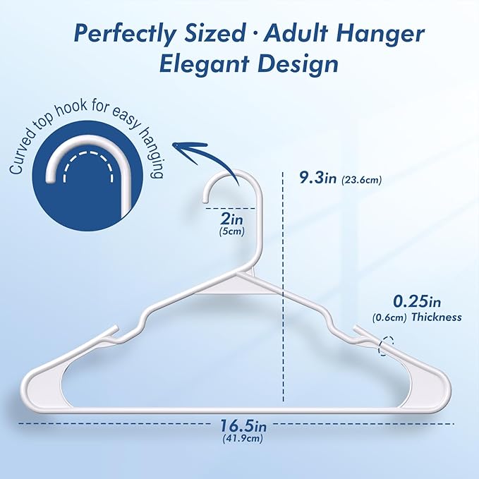 HOUSE DAY Black Plastic Hangers 100 Pack, Slim Space Saving Clothes Hangers | Durable Hangers for Shirts, Coats, Pants and Dresses, Non-Slip Notches Hold Straps, Bulk Pack for Whole-Home Closet Storage - Image 2
