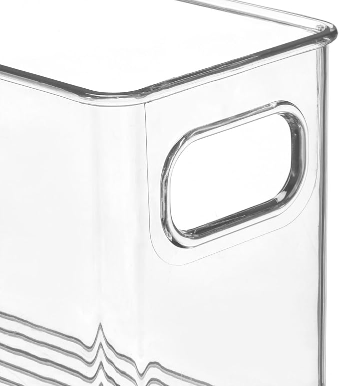 mDesign Plastic Kitchen Organizer - Storage Holder Bin with Handles for Pantry, Cupboard, Cabinet, Fridge/Freezer, Shelves, and Counter - Holds Canned Food, Snacks, Drinks, and Sauces - 8 Pack - Clear - Image 3