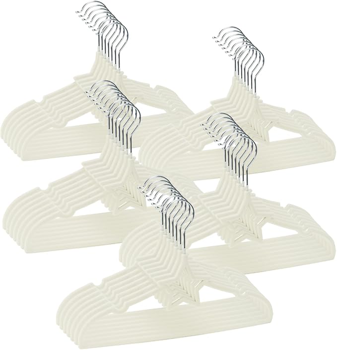 GoodtoU 50 Pack Velvet Baby Hangers, 12.8 Inch Non-Slip Toddler Clothes Hangers, for Infant Coats, Dresses & Pants, White - Star by GoodtoU