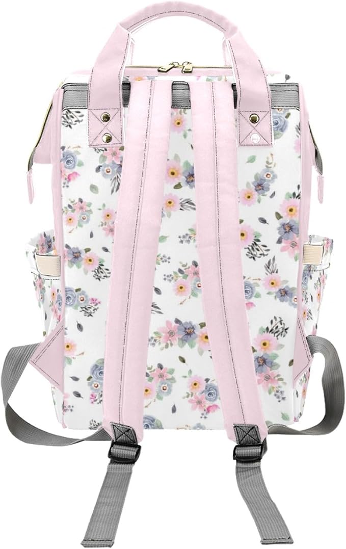Custom Diaper Bag Backpack with Name Personalized Floral Butterfly Nappy Bag for Mommy Mother's Day Gift Customized Adjustable Shoulders Nursing Bag Daypack - Image 4
