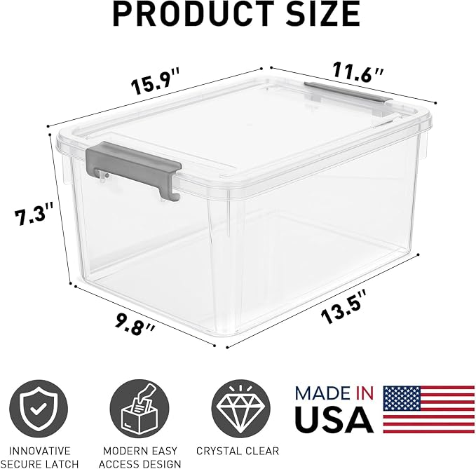 Citylife 17 QT Plastic Storage Bins with Lids Latching Stackable Storage Containers for Organizing Large Clear Storage Box for Garage, Craft, Toys, Closet, Home, 1 Pack - Image 2