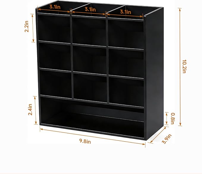 BEYGORM Acrylic Vertical Marker Organizer for 150 Markers, Desk Orgaizer | 13 Compartments Clear Angled Pen & Pencil Holder, Large Stationery & Art Supply Storage for School (10.2 x 9.8 x 4 Inch) - Image 7