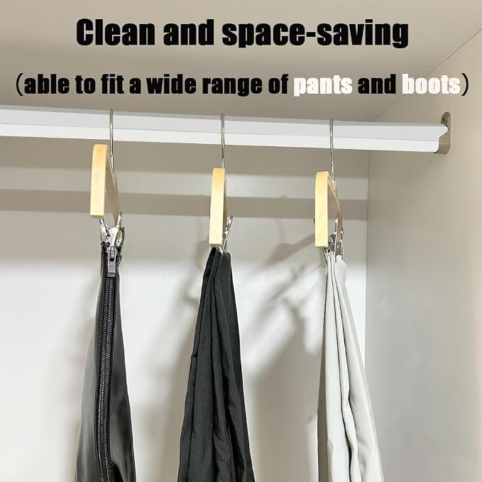 30 Pack 14.5" Natural Wooden Pants Hangers, Clothes Display Wood Skirt Hanger Bottom Hangers Metal Adjustable Clips Hanger for Slacks, Jeans, Shorts - Image 8