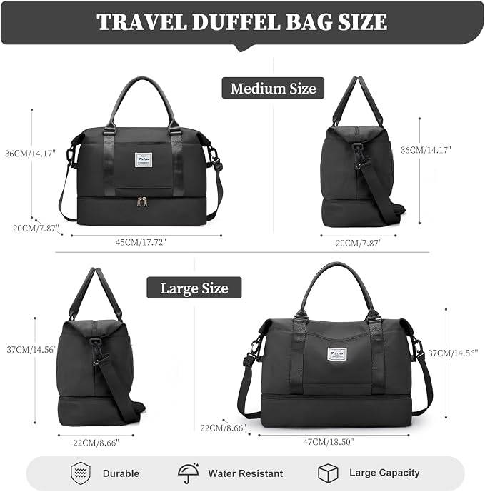 Weekender Bags for Women, Personal Item Travel Bag with Shoes Compartment | Overnight Travel Duffel Bag with Toiletry Bag, Airplane Friendly Carry-On Bag with Wet Pocket & Trolley Sleeve,Medium - Image 4