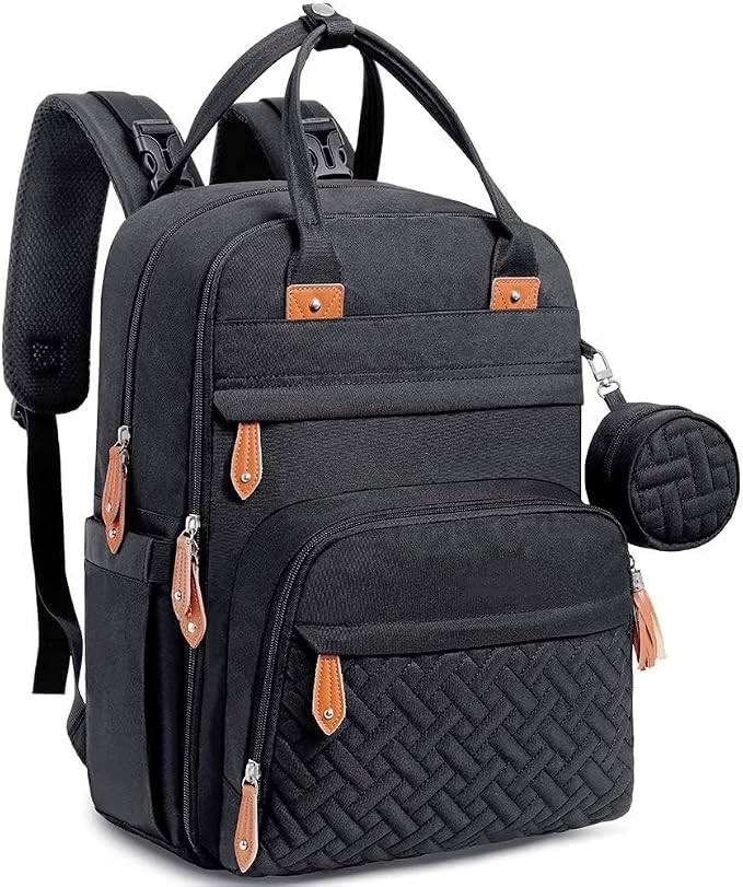 KAUKKO Baby Diaper Backpack Multifunction Travel Organizer with Stroller Straps Large Capacity and Durable (T1BLACK) (MBLACK) by KAUKKO