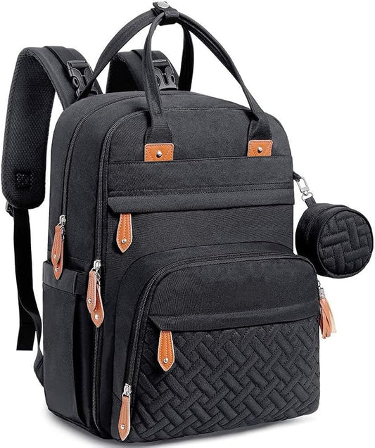 KAUKKO Baby Diaper Backpack Multifunction Travel Organizer with Stroller Straps Large Capacity and Durable (T1BLACK) (MBLACK) by KAUKKO