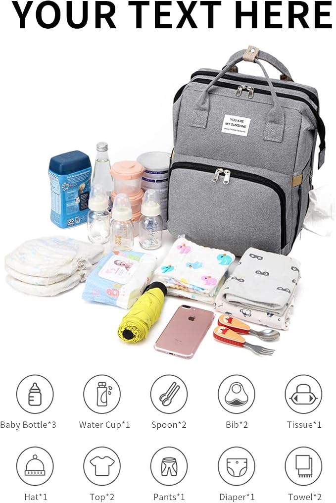 Personalized 3 in 1 Diaper Bag Backpack with Changing Station Multifunction Large Baby Diaper Bags for Boys & Girls Portable, Custom Lightweight Changing Bag Newborn Baby Essential Gifts (Pink) - Image 4