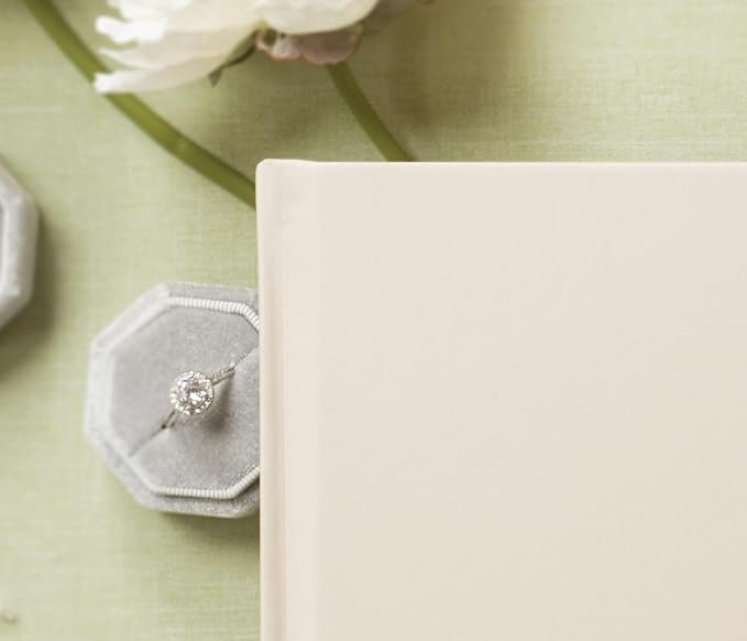 Personalized Guest Book - 11.5" x 8.5" Premium Custom Guest Signing Book with Bookmark and Blank Pages for Wedding Reception Table Decoration Engagement Birthday Party Event, Oats - Image 3