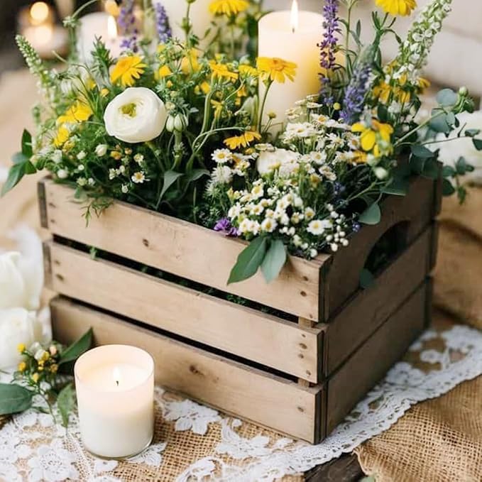 6 Pack Large Wooden Crates for Display Decorative Crates with Handle | Rustic Nesting Wooden Basket Decorative Farmhouse Wood Crate for Storage and Container, 6 Size Decor Boxes - Image 6