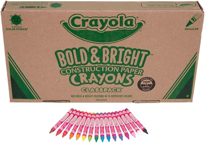 Crayola Construction Paper Crayons Classpack, Bulk Assorted School Supplies, 16 Colors, 400/Set (Packaging May Vary) - Image 3