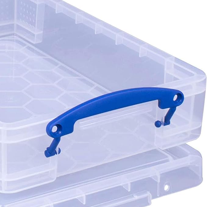 Really Useful Box 4 Liter Plastic Stackable Storage Container w/Snap Lid & Built-In Clip Lock Handles for Home & Office Organization, Clear (2 Pack) - Image 4