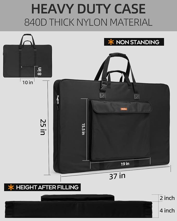 Nicpro Art Portfolio Bag 24”x 36'', Nylon Artist Bag with Reinforced Edges | Durable 840D Fabric, Adjustable Shoulder Strap, 3-sided zipper, Waterproof Art Portfolio Case, for Canvas Artwork Solar Panel - Image 2
