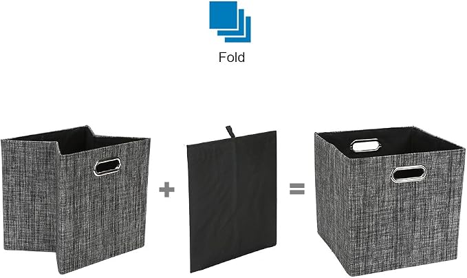 Posprica Collapsible Storage Cubes,11×11 Heavy Duty Fabric Stroage Basket Bins, 4pcs,Black - Image 3