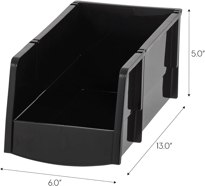 IRIS USA 44 Drawer Parts and Hardware Cabinet + 13" x 6" x 5" Large Plastic Open Front Stackable Storage Bin, 8-Pack, Stackable Craft Supplies, Black - Image 6