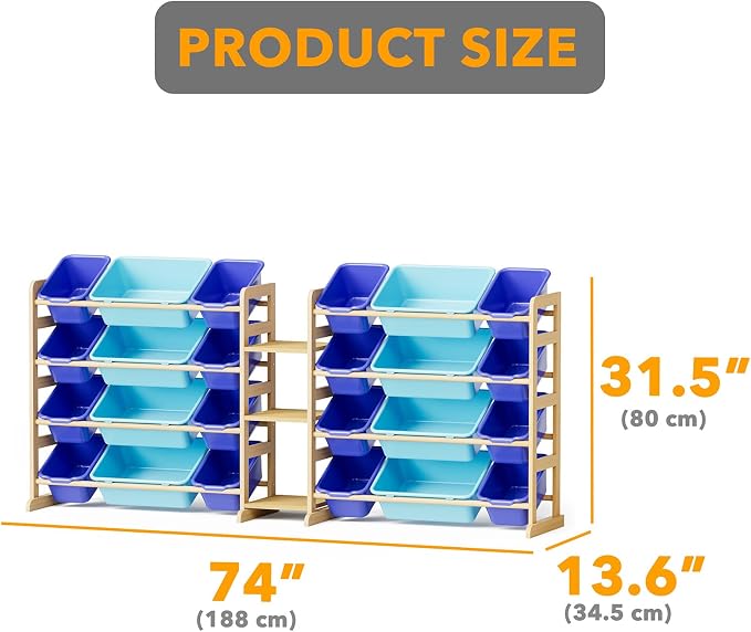 SpaceAid Large Toy Storage Organizer with 24 Bins and 3 Shelves, Toy Organizers Storage Bookshelf, Kids Bin Shelf Box Bookcase for Bedroom Playroom Organization Room Decor, Blue and Navy Blue - Image 2
