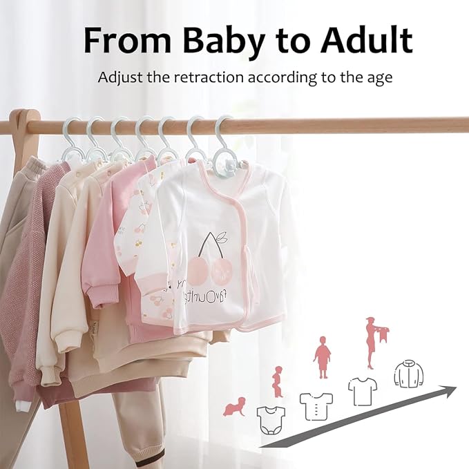 Baby Clothes Hangers 50 Pack, Plastic Kids Hangers Space Saving for Closet | White Hanger for Toddler Girl and Boy, Lightweight Anti-Slip Cascading Padded Extendable Adjustable Pant Bear Children Hangar - Image 3
