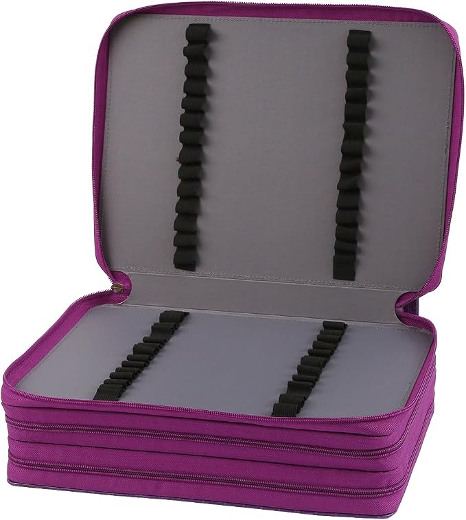 Marker Pen Organizer Case 168 Slots w/Handle & Shoulder Strap | 3-Layer Zipped Pencil Pouch PU Leather w/Open Front pocket for Gel Pen Markers to Artists, Painters - Image 4
