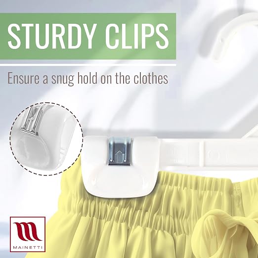 8in White Kids Pants Hangers with Non-Slip Clips (100 Pack) | Kids Pants Hangers with Non-Slip Clips for Pants, Skirts & Bottoms, 8-Inch White Sturdy Plastic, Space-Saving for Closets - Image 2