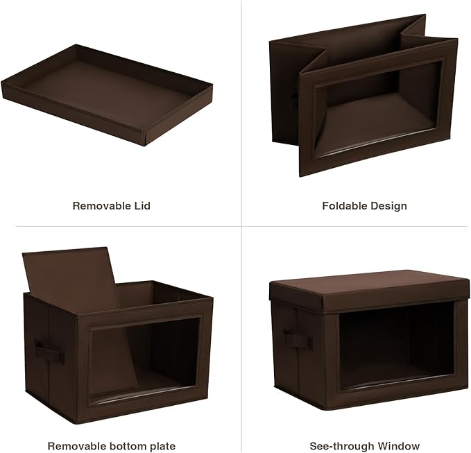 Brown Fabric Storage Bins with Lids - 6 Pack Modern Lidded-Home Storage Bins, 14 Inch. - Perfect for Clothes, Books, CD, Office Supplies - Image 7