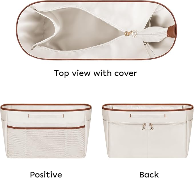 GIVLEFLY Purse Organizer Insert for Tote Bag, 9.84 Inch Satin Bag Organizer with Zipper Top, Multi Pocket Handbag Organizer - Image 8
