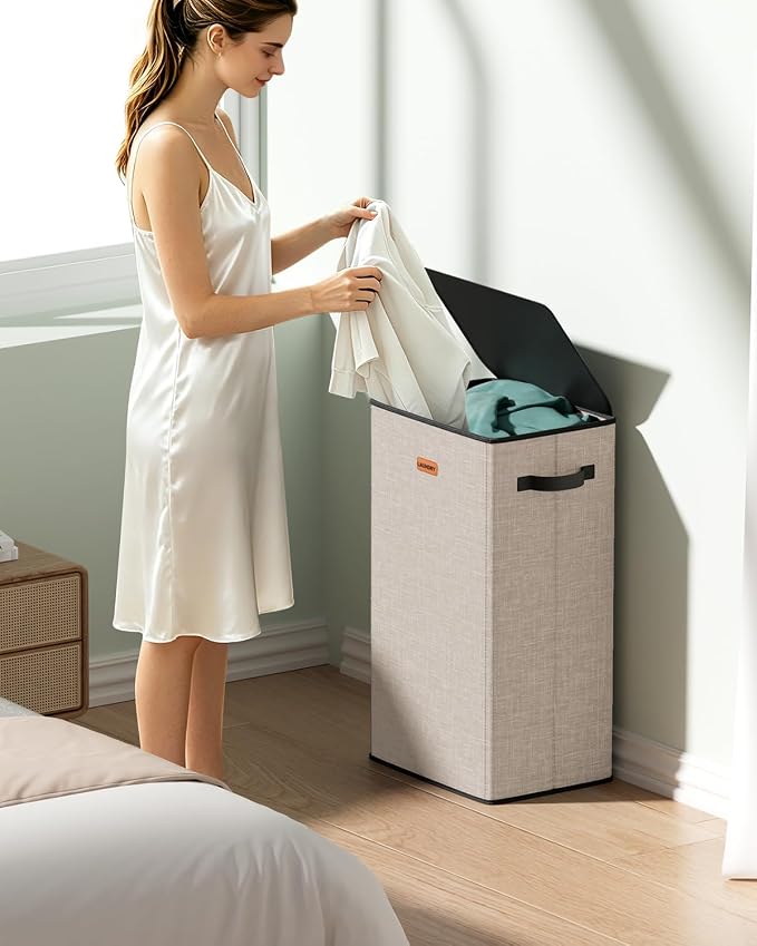 100L Laundry Hamper with Lid, Odor-Controlling Hamper with Handles, Collapsible Laundry Basket with Removable Mesh Bag for Bedroom Bathroom Laundry Room - Image 2