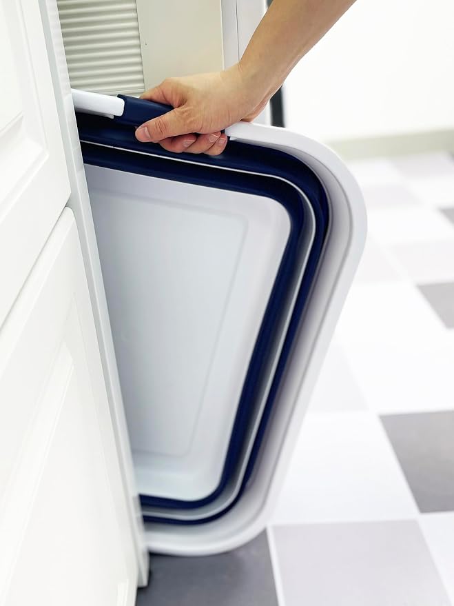 SAMMART Collapsible Plastic Laundry Basket with Handle/Foldable Pop Up Storage Hamper/Portable Laundry Organizer-Space Saving Washing Tub/Household Storage (White/Starry Blue, 42L) - Image 3