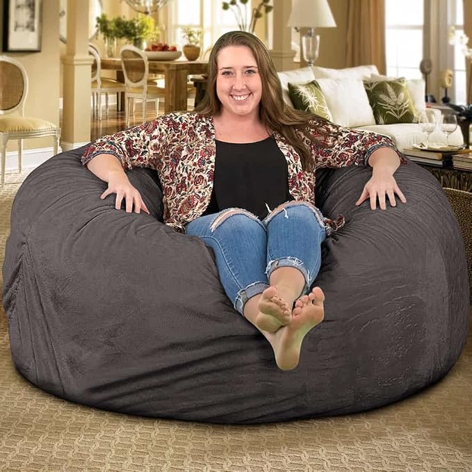ULTIMATE SACK 5000 (5 ft.) Bean Bag Chair Cover in Multiple Colors: Cover ONLY. (5000, Grey Suede) - Image 8