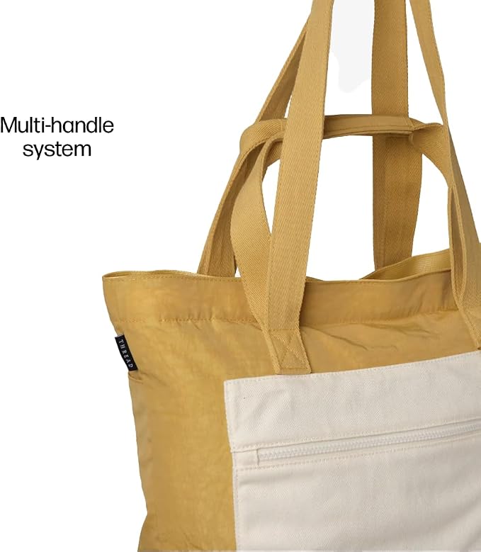 Thread Wallets Utility Tote – Large Travel Tote with Multi-Pocket Design, Laptop Compartment & Work Bag for Women (Goldie) - Image 7