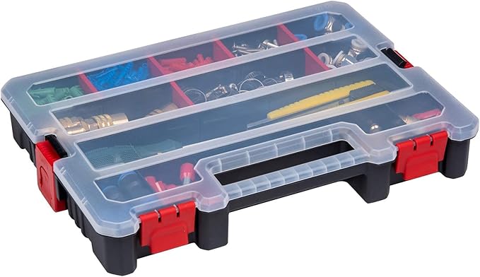2-Pack Small Parts Organizer Box – Stackable Hardware Storage Organizer Case with 20 Compartments & Dividers – Screw, Nut, Bolt, Drill Bit Organizer for Garage, Workshop, Crafts - Image 3