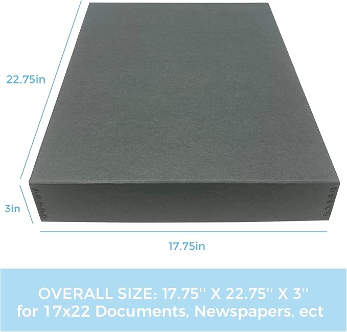 Lineco Drop Front Archival Storage Box, 17.75x22.75x3 in, Gray, 2 Pack | Acid-Free with Metal Edge, Preserves Picture Longevity, Organize Photos, Newspapers, Prints, Documents, Crafts, DIY - Image 2