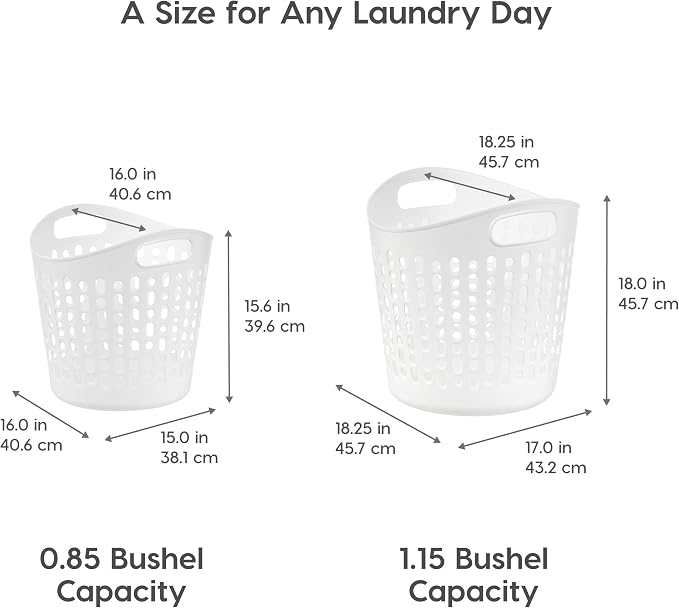 IRIS USA Plastic Laundry Hamper, 40L- 3 PK, Flexible, Ventilation, White | Laundry Baskets for Bedroom Bathroom Apartment Dorm, Blankets Pillows Trinkets Storage - Image 2
