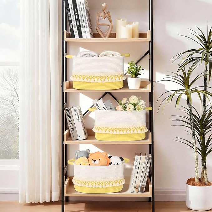 2 Pack Storage Basket for Shelves, Boho Cotton Rope Storage Bins with Heavy Tassel, Shelf Baskets Large Woven Baskets for Organizing, Cube Organizer Bins, Baby Laundry Basket for Clothes, Toys, Pets - Image 7
