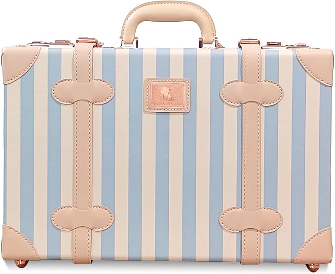 Unitravel Baby Keepsake Case, 18" Handmade Memory Storage Box, Newborn Keepsake Box, Vintage Suitcase for Baby Shower, Baptism, Naming Ceremony or Birthday (blue strip) by Unitravel