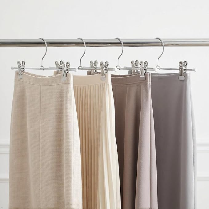 Mawa by Reston Lloyd Non-Slip Space-Saving Clothes Hanger For Pants & Skirts with Two Clips, Style K/40D, Set of 10, 15 3/4"L, White - Image 5