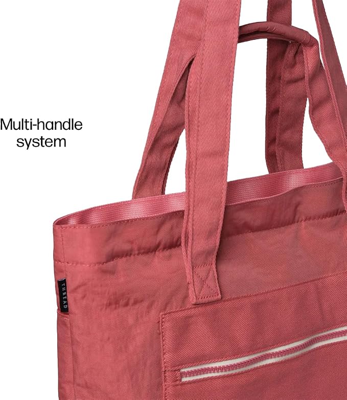 Thread Wallets Utility Tote – Large Travel Tote with Multi-Pocket Design, Laptop Compartment & Work Bag for Women (Rose Water) - Image 7