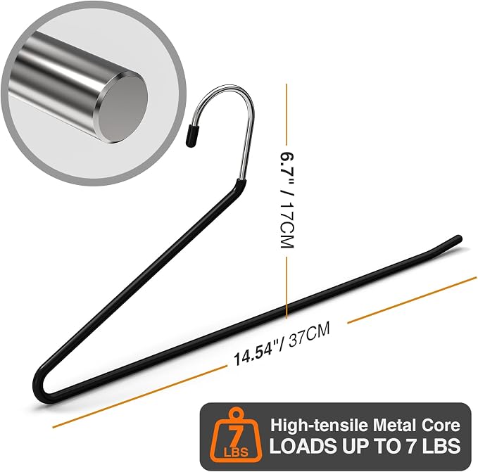 Korpai 40-Pack Open Ended Pants Hangers,Non Slip Space Saving Jean Hanger | No Creases Rubber Coating Heavy Duty Metal Pants Hangers,Trouser Hangers for Jeans,Slack,Skirt,Scarf,Blanket,Ties ect Black - Image 2