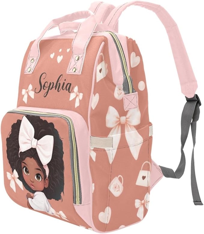 Personalized Africa Girl Diaper Bag Backpack with Custom Name – Waterproof Multi-Pocket Baby Nappy Bag for Moms and Dads – Large Capacity Travel Backpack & Shower Gift for Baby - Image 2