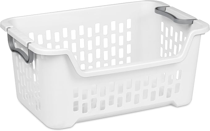 Sterilite 18 Pack Stacking Laundry Basket, 2 Bushel Clothes Hamper, White - Image 2