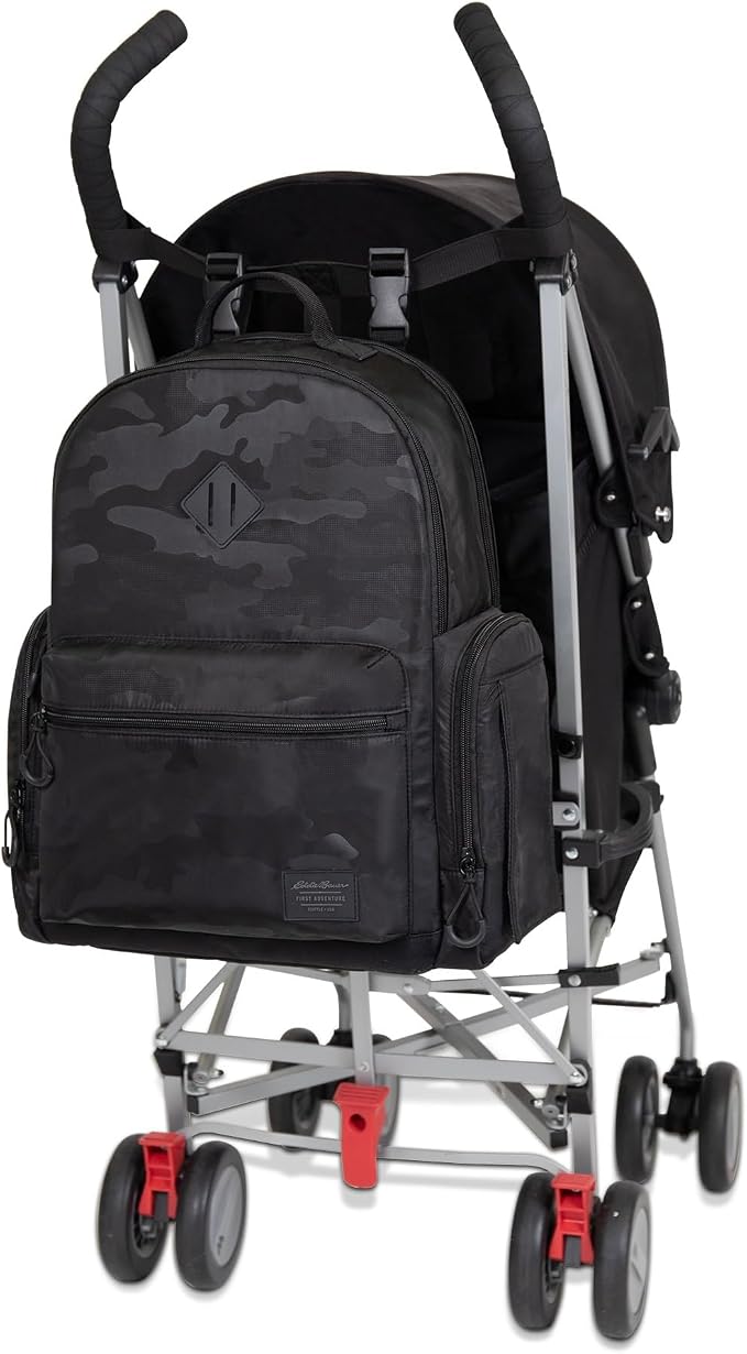 NoJo Eddie Bauer Camo Backpack Diaper Bag - Black & Gray - Image 7