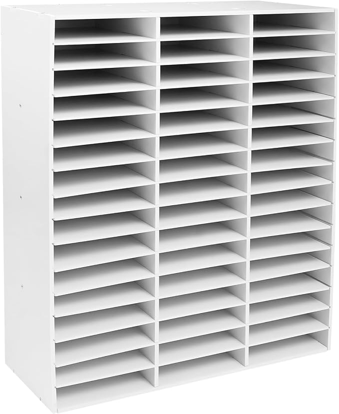 Literature Organizer,Desktop File Sorter Mail Center,Paper Storage Cabinet with 48 Slots Compartments,Suitable for Home School Office (48 Slots White) by MhdunueSK