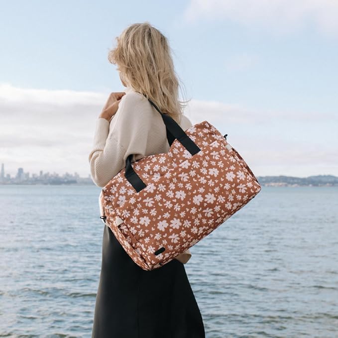 Austin Carry-On Travel Duffel Bag for Women, 18” Weekender Bag with Laptop Sleeve, Durable Material, and Trolley Sleeve, Ideal for Work, Gym, and Overnight Trips (Terracotta Blossom) - Image 6