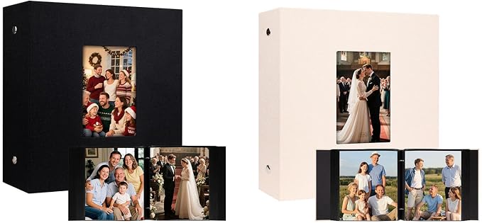 Aevdor 200 Pocket 8x10 Photo Album, Large Capacity Linen Cover Photo Album 8x10 Holds 200 8 x 10 Inch Pictures, Photo Book for Family, Wedding, Baby, Party, Holiday and Christmas Pictures Black&Beige by Aevdor
