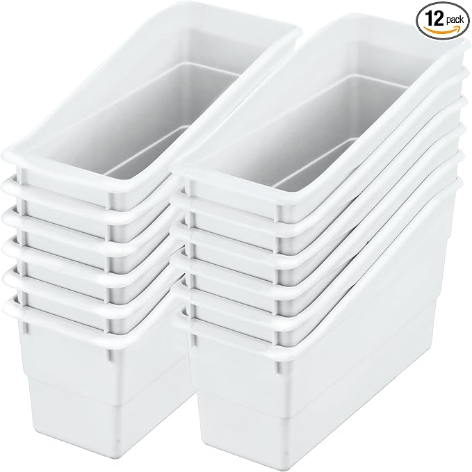 Really Good Stuff Durable Book & Binder Holders, 12-Pack, White | Ideal for Narrow or Vertical Storage Needs, Book, Magazine, File Folder, & Binder Holders, Classroom Organization Made Easy by ReallyGoodStuff