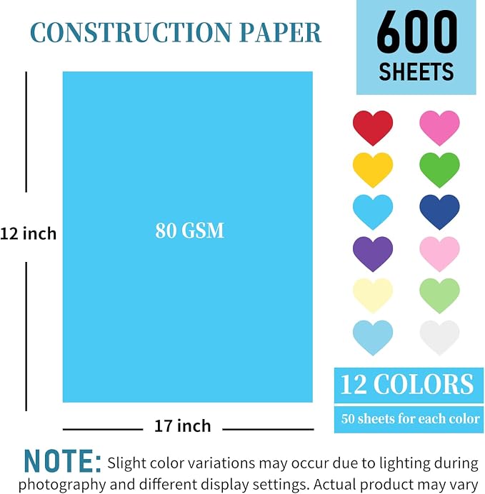 Construction Paper Assorted Color 1218 Bulk Construction Paper for Craft - Image 2