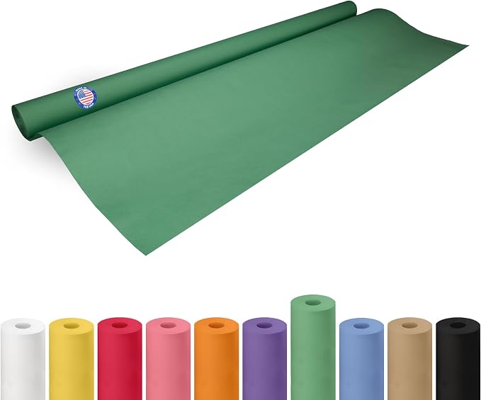 48" x 1200" (100 ft) Green Kraft Paper Roll - USA-Made Quality Craft Paper for Gift Wrapping, Kids' Arts & Crafts, School Projects - Natural Material 50lb Thickness by IDL Packaging by IDLPackaging