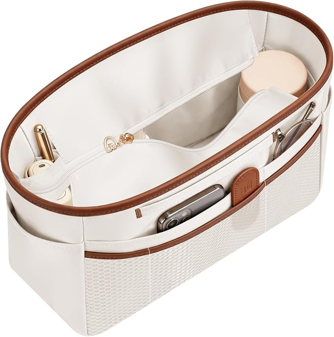 GIVLEFLY Purse Organizer Insert for Tote Bag, 11.42 Inch Satin Bag Organizer with Zipper Pocket, Multi Pocket Handbag Organizer by GIVLEFLY