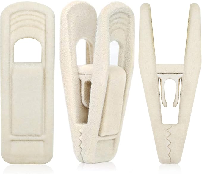 TOFIIGREM Beige Velvet Hangers Clips 50 PCS, Non-Slip Velvet Skirt Hanger Clips for Ivory/Beige Velvet Hangers, Strong Finger Clips Perfect for Thin Velvet Hangers Skirt Pant Suit Velvet Hangers by TOFIIGREM