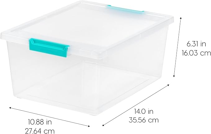 IRIS USA Storage Bins with Lids |Made in USA| 12 Qt - (4-Pack) - Clear | Sensory Craft Organizers, Plastic Clip Box Totes, Flat Containers for Organizing Paper, Office, Art & Study Supplies - Image 2